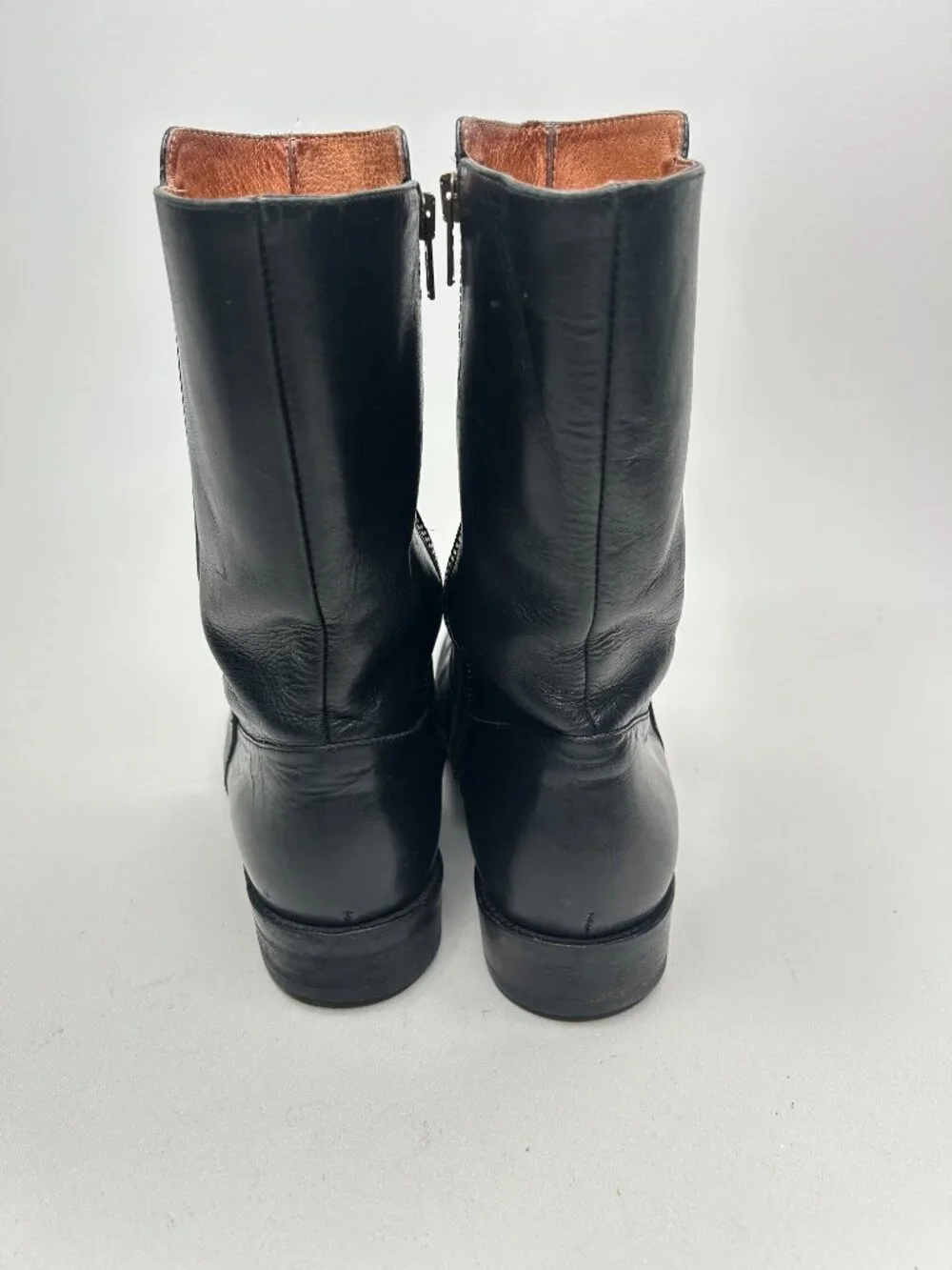 J CREW Black Calf Skin Leather Minimalist Mid-Calf Boots sz 7.5